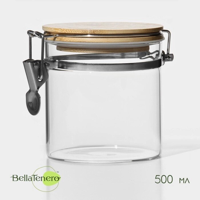 Банка стеклянная для сыпучих продуктов с бугельным замком BellaTenero "Эко", 500 мл, 1010,3 см от компании Интернет-гипермаркет «MOLL» - фото 1
