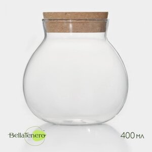 Банка стеклянная для сыпучих продуктов с пробковой крышкой BellaTenero "Бабл", 400 мл, 1012 см