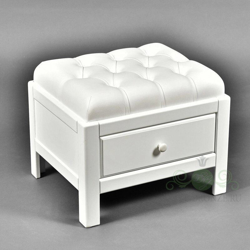 Банкетка малая 530 х 430 х 450 цвет "White snow"/ кожа белая "Честер" от компании Интернет-гипермаркет «MOLL» - фото 1