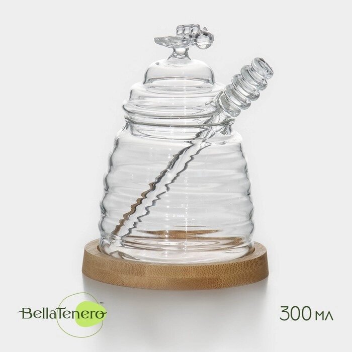 Баночка стеклянная для мёда и варенья с ложкой BellaTenero "Эко. Пчёлка", 300 мл, 1012,5 см от компании Интернет-гипермаркет «MOLL» - фото 1