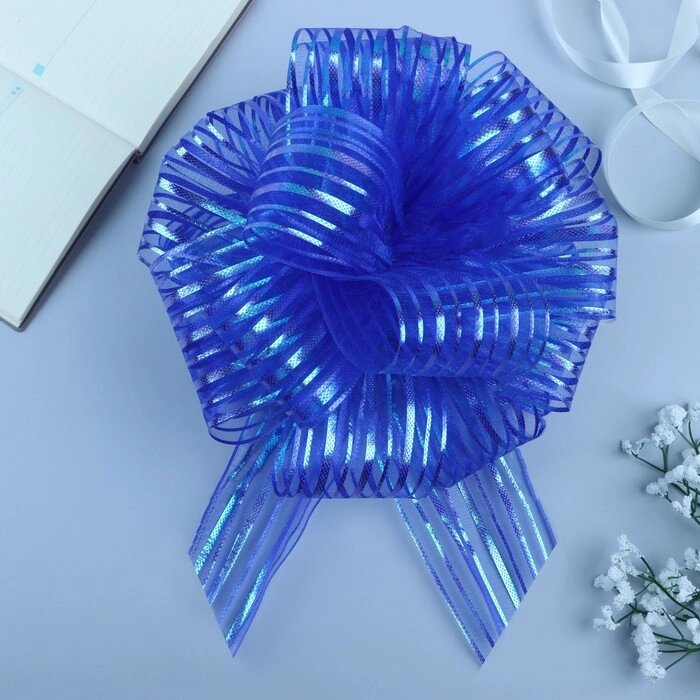 Бант-шар №10 "Полоски", цвет синий от компании Интернет-гипермаркет «MOLL» - фото 1