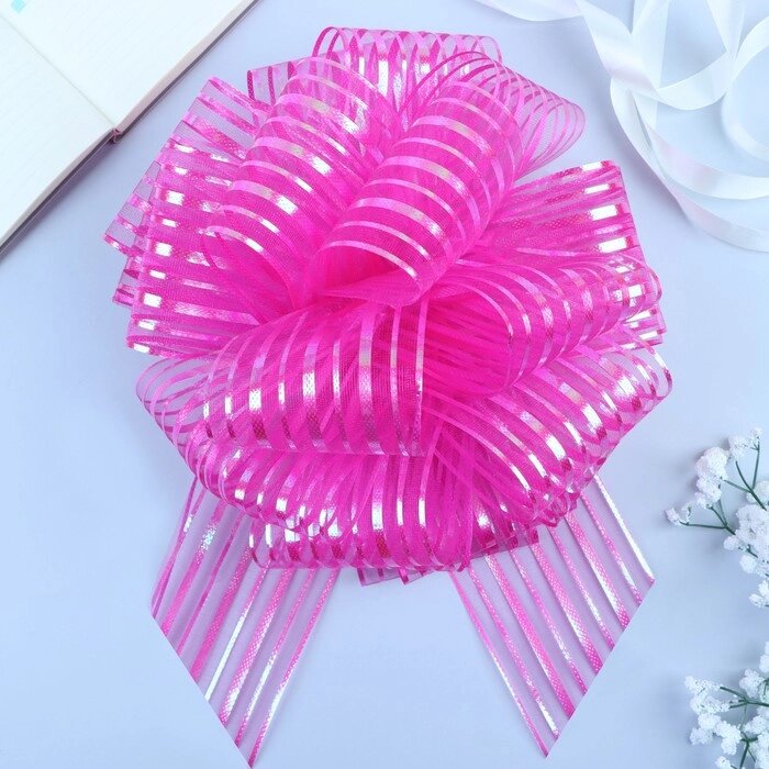 Бант-шар №10 "Полоски", цвет ярко-розовый от компании Интернет-гипермаркет «MOLL» - фото 1