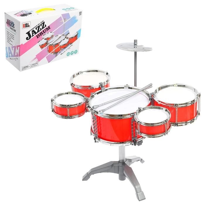 Барабанная установка "Джаз", 5 барабанов, тарелка, палочки от компании Интернет-гипермаркет «MOLL» - фото 1