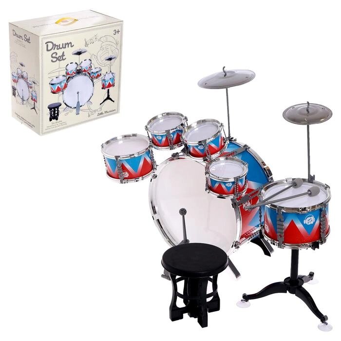 Барабанная установка "Виртуоз", 6 барабанов, 2 тарелки, палочки, педаль, стульчик от компании Интернет-гипермаркет «MOLL» - фото 1