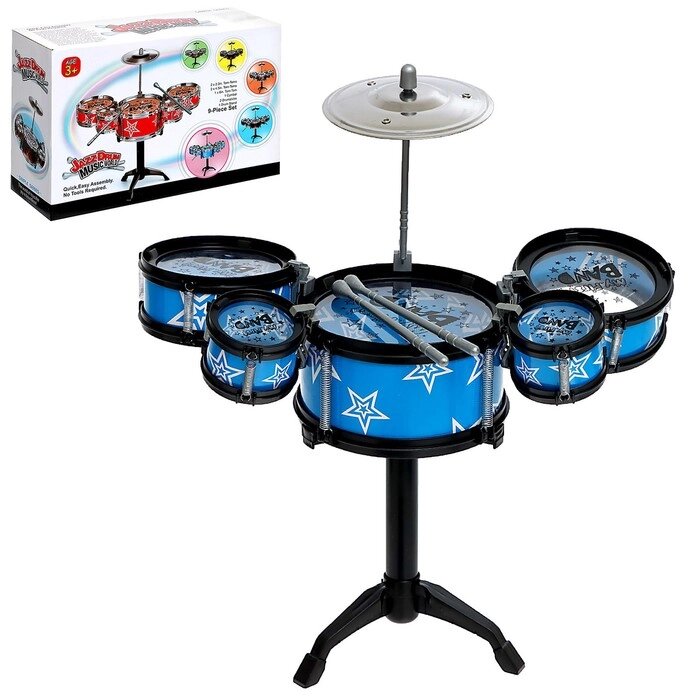 Барабанная установка "Звезда", 5 барабанов, 2 палочки, 1 тарелка от компании Интернет-гипермаркет «MOLL» - фото 1