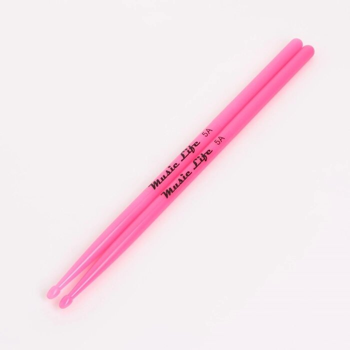 Барабанные палочки Music Life 5А розовые, светящиеся от компании Интернет-гипермаркет «MOLL» - фото 1