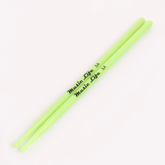 Барабанные палочки Music Life 5А зеленые, светящиеся от компании Интернет-гипермаркет «MOLL» - фото 1