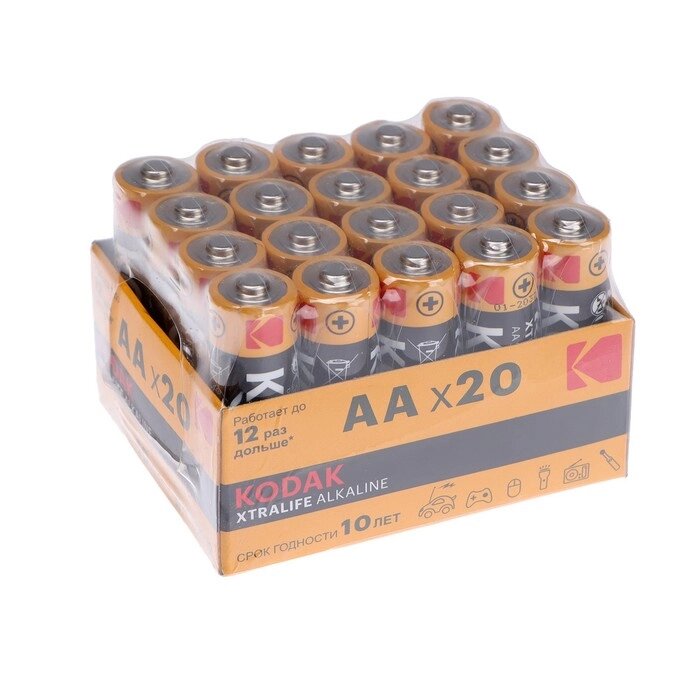 Батарейка алкалиновая Kodak Xtralife, AA, LR6-20BOX, 1.5В, бокс, 20 шт. от компании Интернет-гипермаркет «MOLL» - фото 1