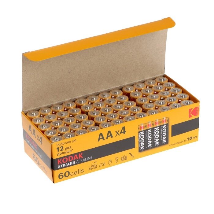Батарейка алкалиновая Kodak Xtralife, AA, LR6-60BOX, 1.5В, бокс, 60 шт. от компании Интернет-гипермаркет «MOLL» - фото 1