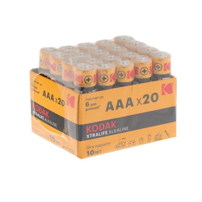 Батарейка алкалиновая Kodak Xtralife, AAA, LR03-20BOX, 1.5В, бокс, 20 шт. от компании Интернет-гипермаркет «MOLL» - фото 1
