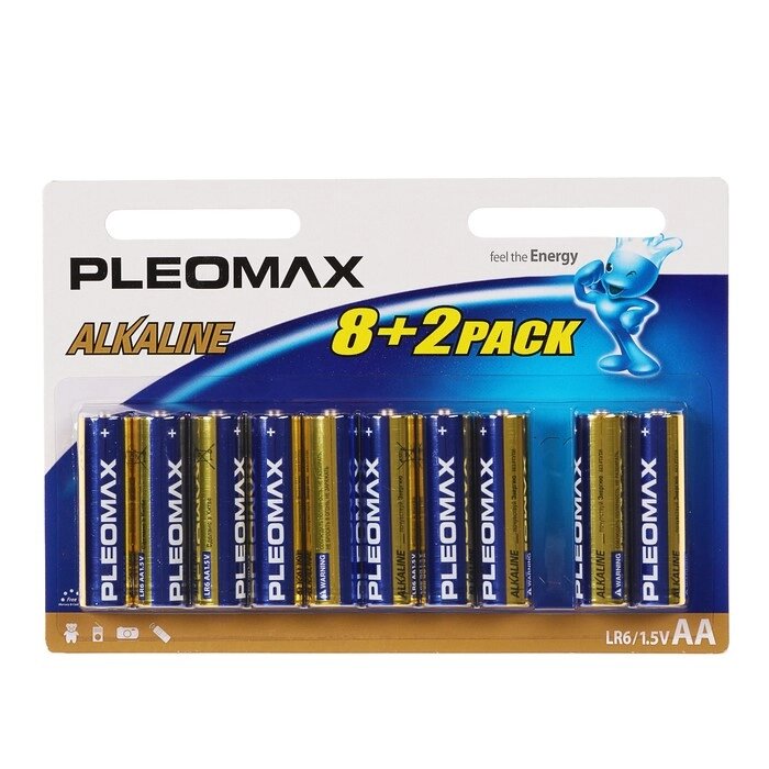 Батарейка алкалиновая Pleomax, AA, LR6-10BL, 1.5В, блистер, 8+2 шт. от компании Интернет-гипермаркет «MOLL» - фото 1