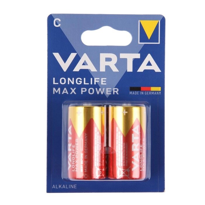 Батарейка алкалиновая Varta LONGLIFE MAX POWER, С, LR14-2BL, 1.5В, блистер, 2 шт. от компании Интернет-гипермаркет «MOLL» - фото 1