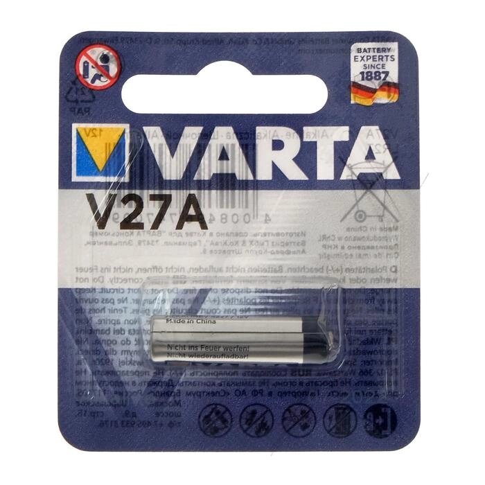 Батарейка алкалиновая Varta Professional, А27 (27A, MN27, V27A)-1BL, 12В, блистер, 1 шт. от компании Интернет-гипермаркет «MOLL» - фото 1