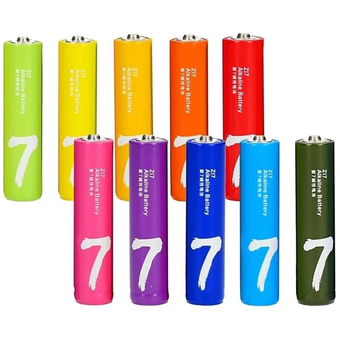 Батарейка алкалиновая Xiaomi ZMI Rainbow Zi7, AАA, LR03-10BOX, 1.5 В, 10 шт. от компании Интернет-гипермаркет «MOLL» - фото 1