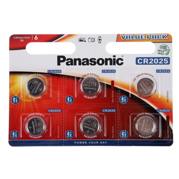 Батарейка Panasonic Power Cells CR2025 B6 от компании Интернет-гипермаркет «MOLL» - фото 1