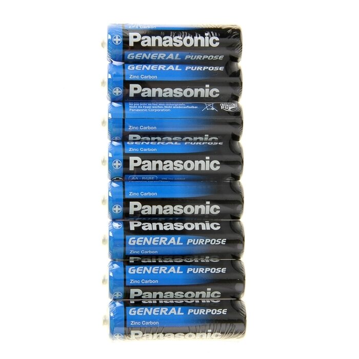Батарейка солевая Panasonic General Purpose, AA, R6-8S, 1.5В, спайка, 8 шт. от компании Интернет-гипермаркет «MOLL» - фото 1