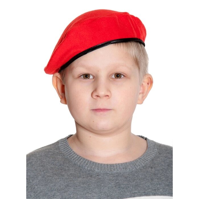 Берет карнавальный детский, р. 52-54, цвет красный от компании Интернет-гипермаркет «MOLL» - фото 1
