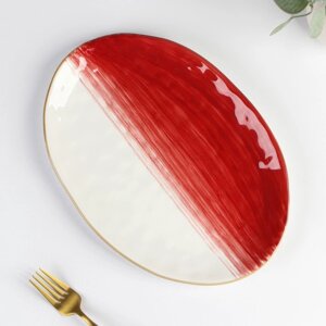 Блюдо керамическое Доляна "Космос", 30,521,7 см, цвет красный