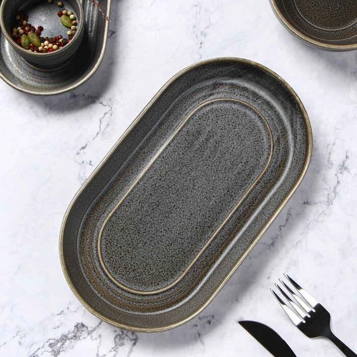 Блюдо овальное Magistro Urban, 2413,72,7 см, цвет серый от компании Интернет-гипермаркет «MOLL» - фото 1