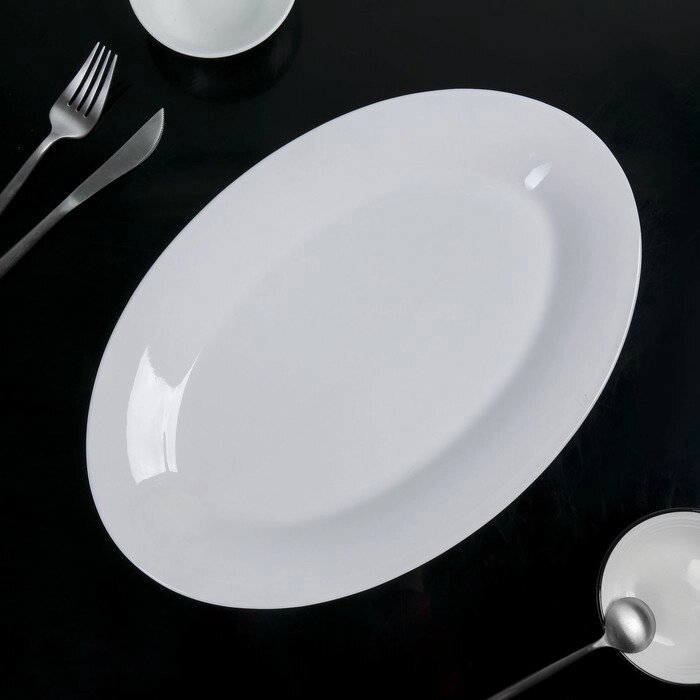 Блюдо овальное White Label, 35,524,52,5 см, с утолщённым краем, цвет белый от компании Интернет-гипермаркет «MOLL» - фото 1