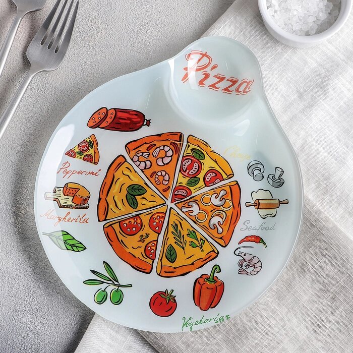Блюдо с соусником Доляна "Пицца", 2219 см от компании Интернет-гипермаркет «MOLL» - фото 1