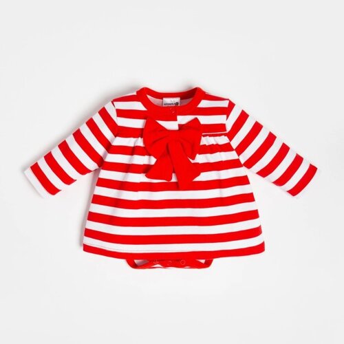 Боди-платье Крошка Я "Бантик", рост 62-68 см, цвет красный/белый