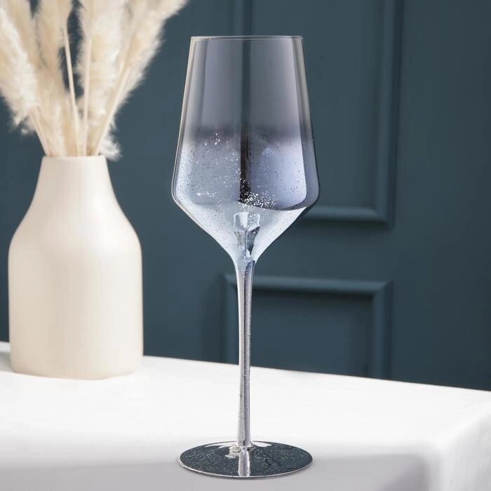Бокал для вина "Мерцание", 500 мл, 8,525 см, цвет синий от компании Интернет-гипермаркет «MOLL» - фото 1