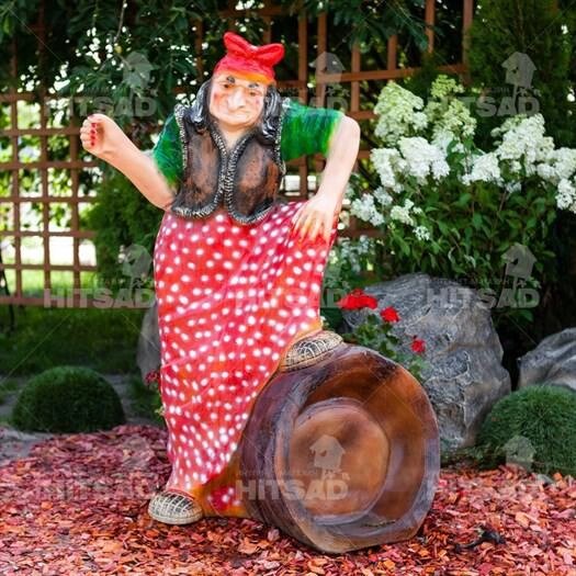 Большая садовая фигура Баба-Яга на ступе от компании Интернет-гипермаркет «MOLL» - фото 1