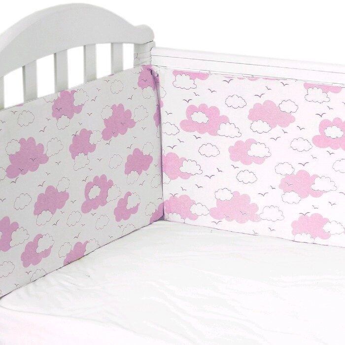 Бортик в кроватку "Облака", размер 12035 см-2 шт, 6035 см-2 шт, розовый от компании Интернет-гипермаркет «MOLL» - фото 1