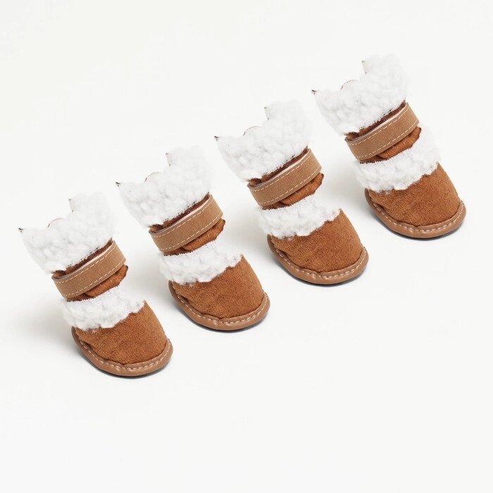Ботинки "Унты", набор 4 шт, размер 1 (подошва 4,5 х 3,3 см), коричневые от компании Интернет-гипермаркет «MOLL» - фото 1