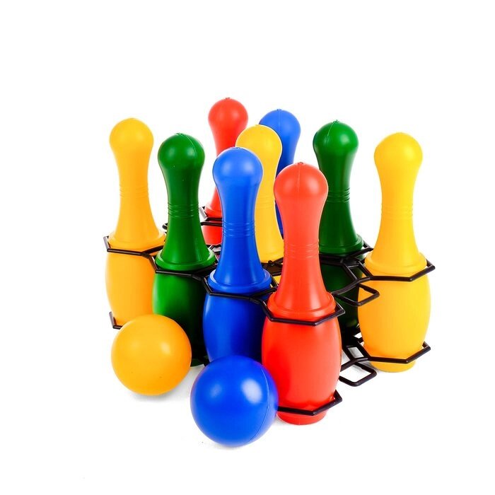 Боулинг цветной: 9 кеглей, 2 шара от компании Интернет-гипермаркет «MOLL» - фото 1