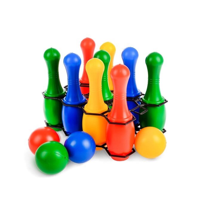 Боулинг цветной: 9 кеглей, 4 шара от компании Интернет-гипермаркет «MOLL» - фото 1