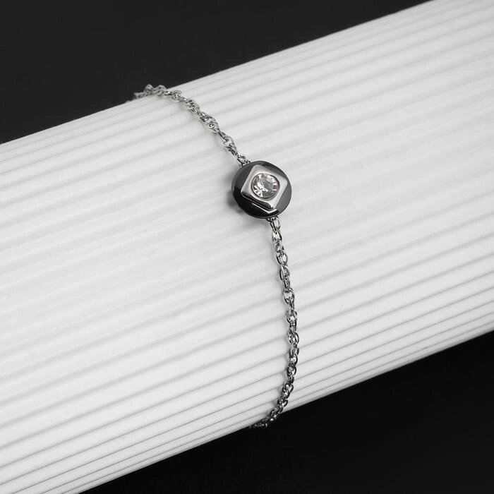 Браслет керамика "Геом", цвет чёрно-белый в серебре от компании Интернет-гипермаркет «MOLL» - фото 1