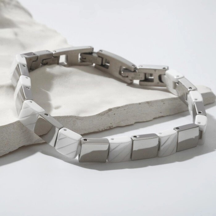 Браслет керамика "Ритм", цвет белый в серебре от компании Интернет-гипермаркет «MOLL» - фото 1