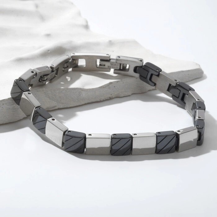 Браслет керамика "Ритм", цвет чёрный в серебре от компании Интернет-гипермаркет «MOLL» - фото 1