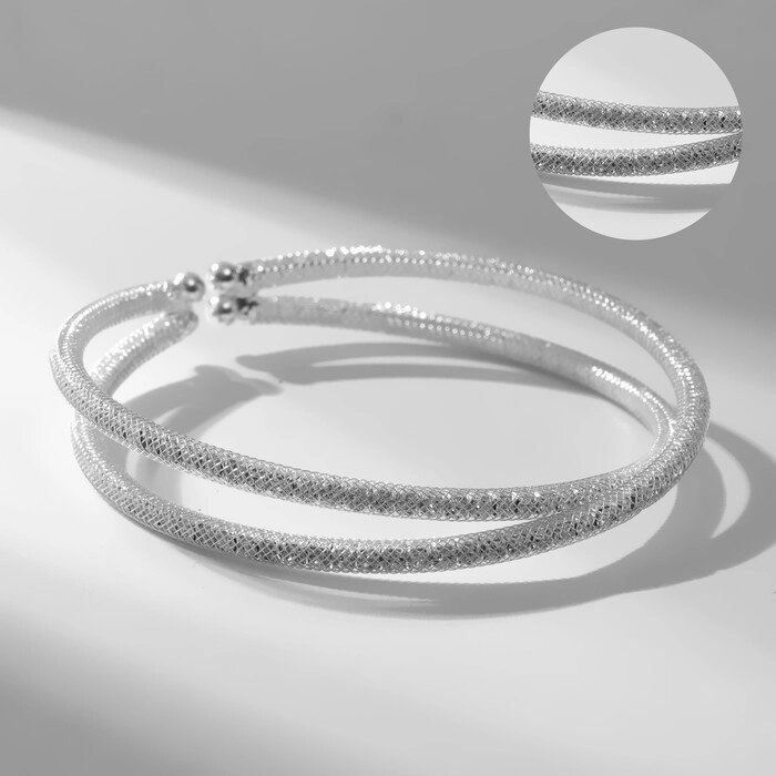 Браслет со стразами "Иллюзия" 2 ряда, цвет белый в серебре от компании Интернет-гипермаркет «MOLL» - фото 1