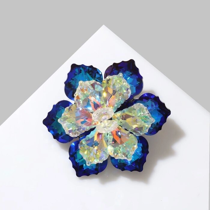 Брошь "Цветок" сказочный, цвет радужно-синий в серебре от компании Интернет-гипермаркет «MOLL» - фото 1