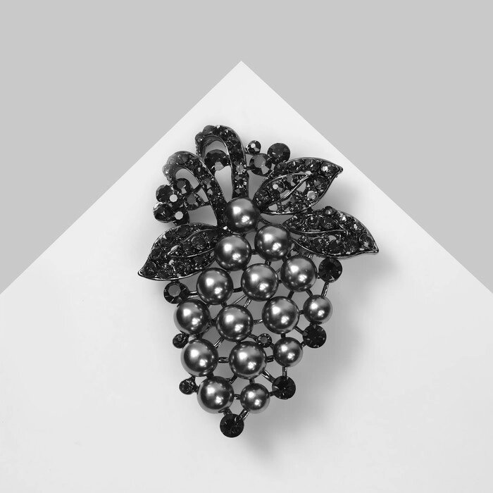 Брошь "Виноград" пушистая гроздь, цвет серо-зелёный в сером металле от компании Интернет-гипермаркет «MOLL» - фото 1