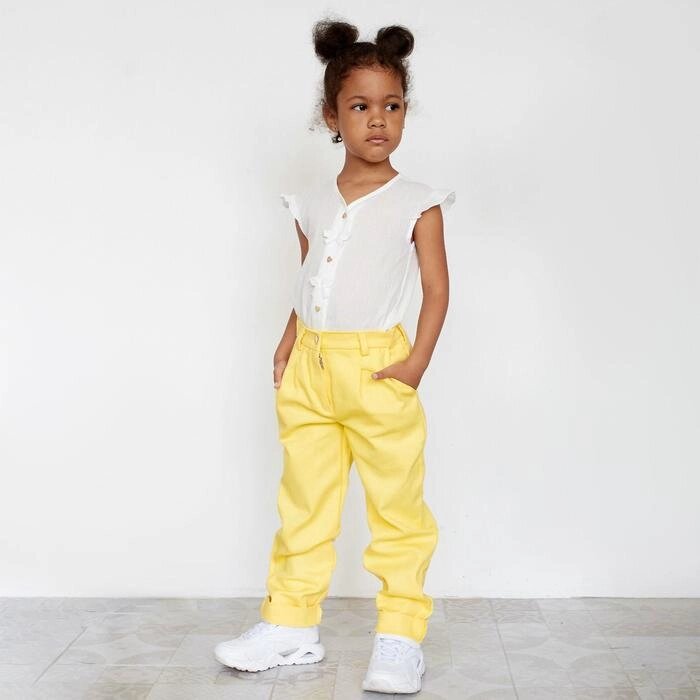 Брюки для девочки MINAKU: Casual collection KIDS, цвет лимонный, рост 140 см от компании Интернет-гипермаркет «MOLL» - фото 1