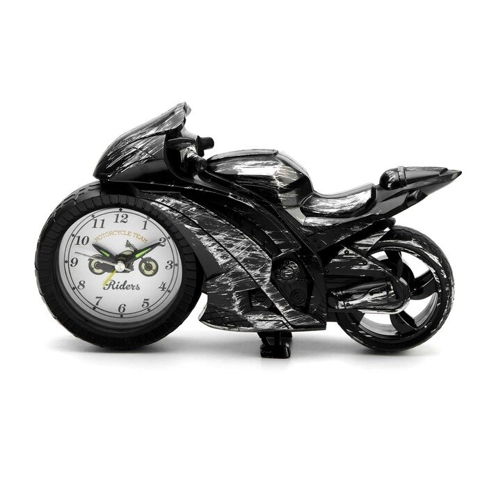 Будильник "Мотоцикл", дискретный ход, d=6.5 см, 3 ААА, 21.5 х 5 х 12.5 см, серебро от компании Интернет-гипермаркет «MOLL» - фото 1