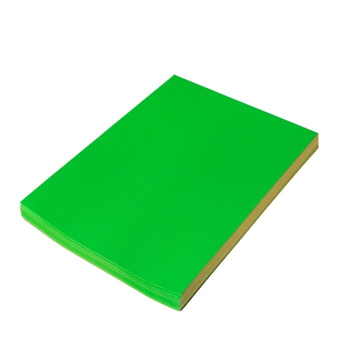 Бумага А4, 100 листов, 80 г/м, самоклеящаяся, флуоресцентная, ярко-зелёная от компании Интернет-гипермаркет «MOLL» - фото 1