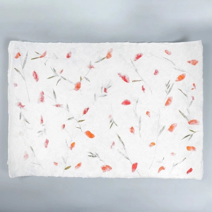 Бумага ручной работы с цветами и травами "Красные листья" 55х80 см от компании Интернет-гипермаркет «MOLL» - фото 1