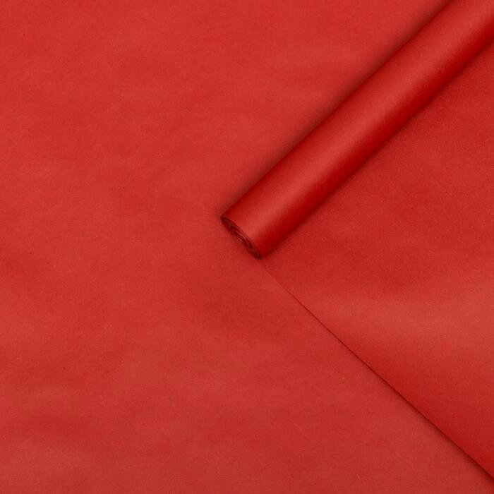 Бумага упаковочная крафт, красная, 0,70 х 10 м, 70 г/м² /м2 от компании Интернет-гипермаркет «MOLL» - фото 1