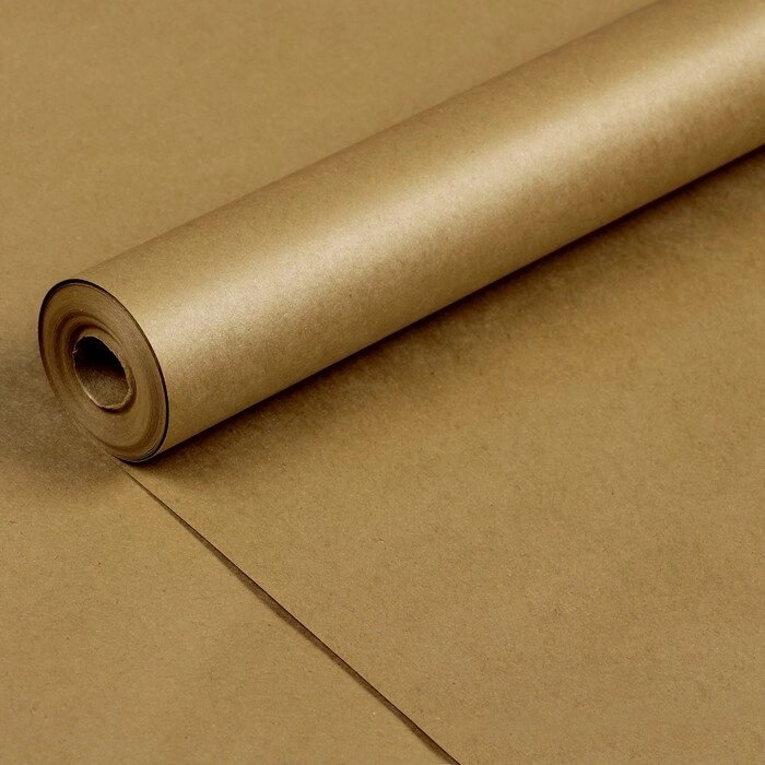 Бумага упаковочная крафт "Золотая", 2-х сторонняя, 0,7 х 10 м, 70 г/м² от компании Интернет-гипермаркет «MOLL» - фото 1
