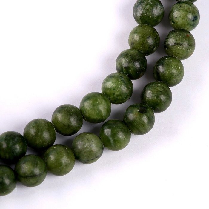 Бусины из натурального камня "Зеленый нефрит" набор 36 шт, размер 1 шт 10 мм от компании Интернет-гипермаркет «MOLL» - фото 1