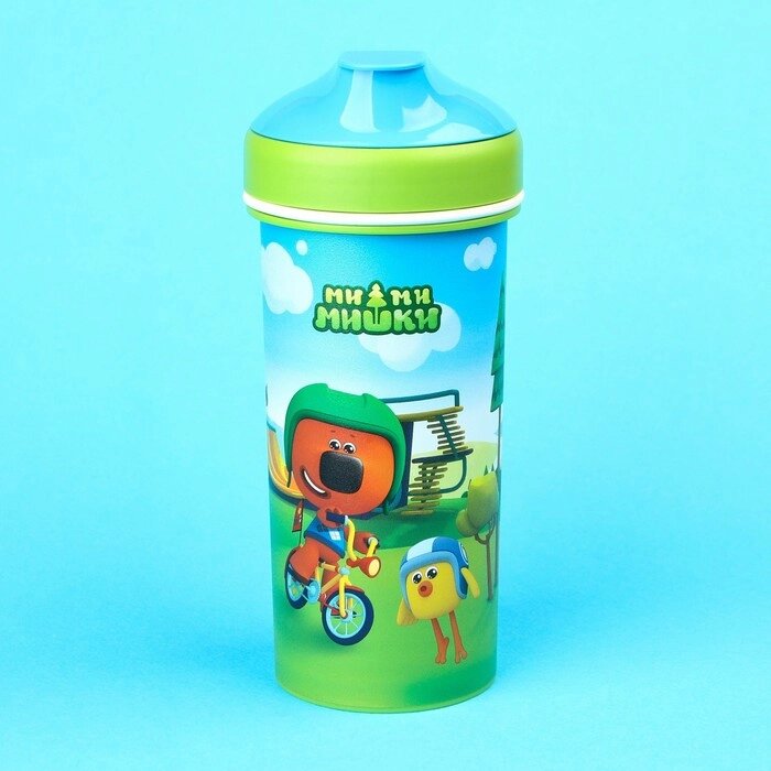 Бутылка детская "Ми-Ми-Мишки" с петлей, 400 мл., цвет зеленый от компании Интернет-гипермаркет «MOLL» - фото 1