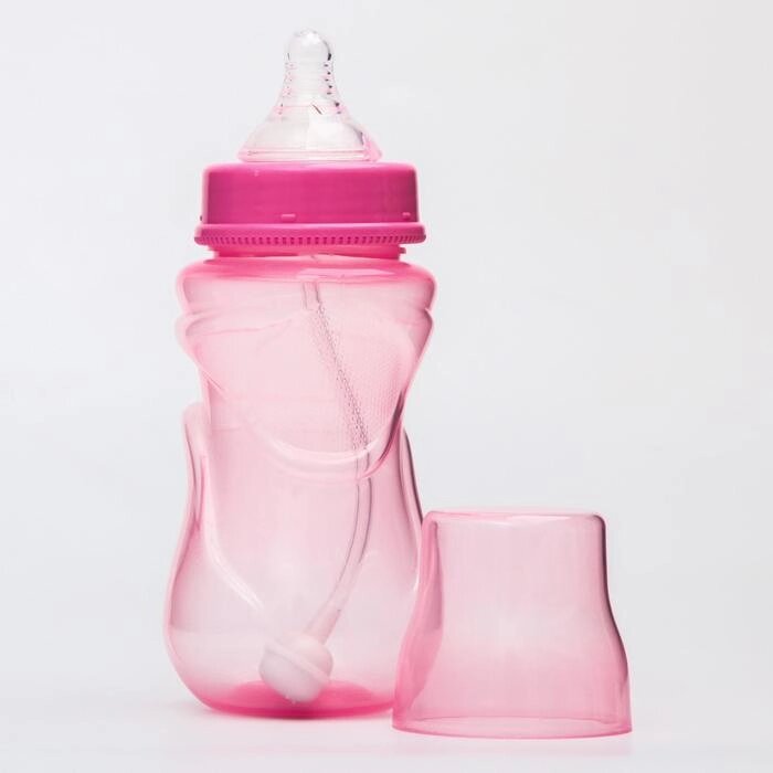 Бутылочка для кормления, широкое горло, от 6 мес., 300 мл., цвет розовый от компании Интернет-гипермаркет «MOLL» - фото 1