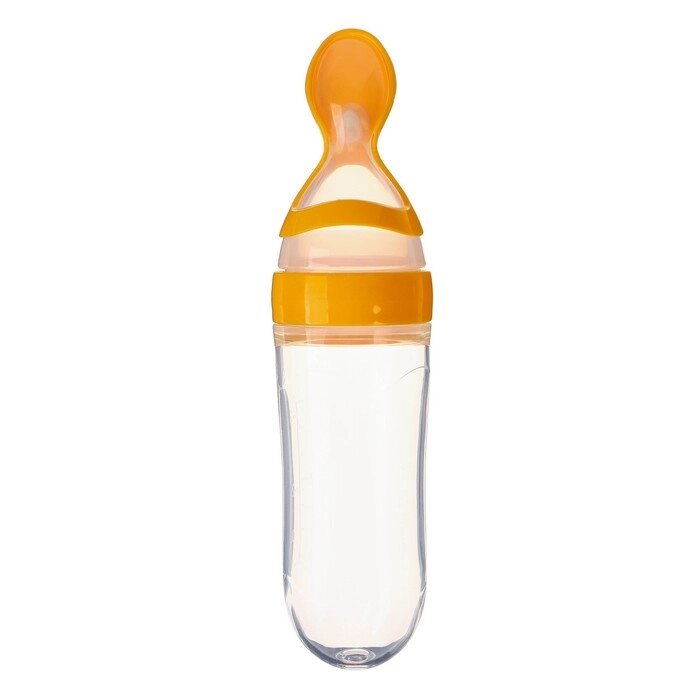 Бутылочка для кормления силиконовая с ложкой "Наш малыш", 90 мл, от 4 мес., цвета МИКС от компании Интернет-гипермаркет «MOLL» - фото 1