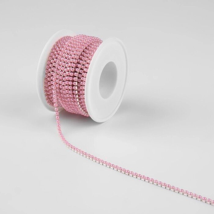 Цепь с жемчугом, 3 мм, SS8, 9  1 м, цвет розовый от компании Интернет-гипермаркет «MOLL» - фото 1