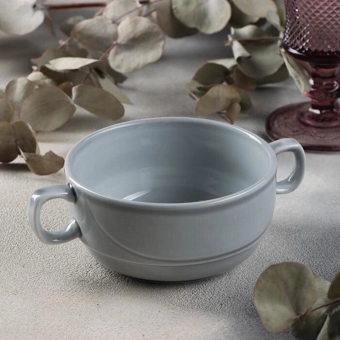 Чашка бульонная "Акварель" 380 мл, цвет светло-серый от компании Интернет-гипермаркет «MOLL» - фото 1